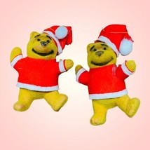2 Christmas Ornaments Vintage Flocked Walt Disney Winnie the Pooh - £11.52 GBP