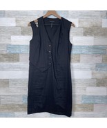 Sarah Pacini Linen Blend Asymmetric Vest Dress Black Italy Womens Size 3... - $128.69