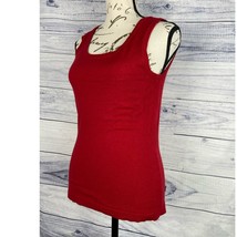 Chicos 0 Sleeveless Knit Sweater Tank Womens S Scoop Neck Shell Rayon Nylon Red - £9.21 GBP