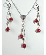 Ruby silver birthstone jewelry set July birthstone set ruby earrings Jul... - €71,18 EUR
