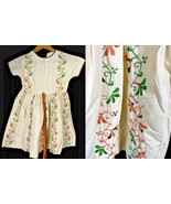 1950s Dress Girls Vintage 6 7 Embroidered Floral Fit &amp; Flare Arts &amp; Crafts - $1,419.17 MXN