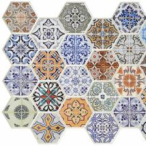Dundee Deco PG7031 Multicolor Faux Hexagon Patchwork Mosaic, 3.2 ft x 1.6 ft, PV - £7.82 GBP+