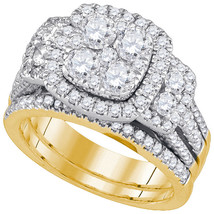 14kt Yellow Gold Round Diamond Bridal Wedding Engagement Ring Band Set 3.00 Ctw - £4,111.29 GBP