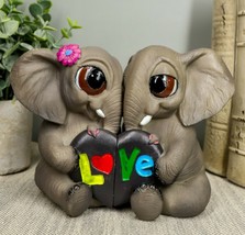 Ebros Love is in The Air Lucky Elephant Couple Figurines 2 Parts Set 7.25&quot;L - £21.92 GBP