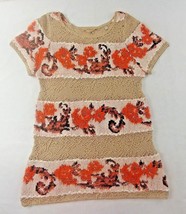 Knitted &amp; Knotted Anthropologie Womens Banded Bouquets Beige Sweater Tunic Small - £27.96 GBP