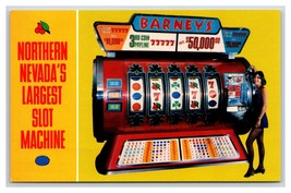 Giant Slot Machine Barney&#39;s Casino Las Vegas Nevada NV UNP Chrome Postcard U22 - £3.07 GBP
