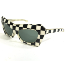Vintage Petite Cat Eye Sunglasses White Black Checkered Chessboard 60s 70s - £440.99 GBP