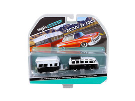 Volkswagen Van &quot;Samba&quot; with Alameda Trailer Black / White Tow &amp; Go 1/64 ... - $30.54