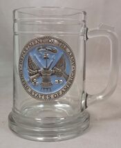 United States Army Logo Military Pewter Decal 15 Ounce Glass Stein Beer Mug - $29.68