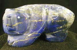 Native American DEEP BLUE LAPIS BEAR FETISH Hand Carved Zuni Indian Dee ... - £544.16 GBP