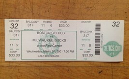  Boston Celtics Vs Milwaukee Bucks Ticket Stubs at The Fleet Center March 7,2001 - £17.39 GBP