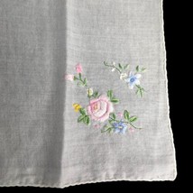 VTG Hanky Handkerchief White with Embroidered Pink Blue Flowers 10” Wedding - £7.94 GBP