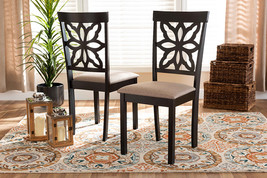 Lore Sand Fabric Upholstered and Dark Brown 2Pc Dining Chair Set - $2,534.08 MXN