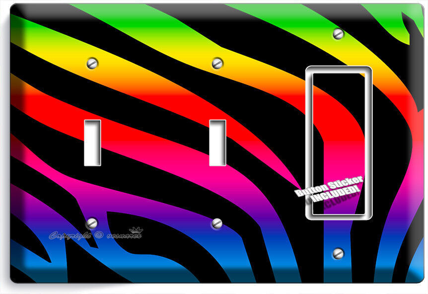 RAINBOW ZEBRA STRIPES ANIMAL PRINT LIGHT SWITCH OUTLET WALL PLATE HOME ART DECOR Item image 6