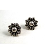 Vintage Sterling Silver Flower Pieced Earrings - £22.15 GBP