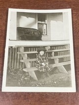 Little Boy Steps House Posing Hat 1950s Original Photo 3.5x4” OOAK - £8.24 GBP