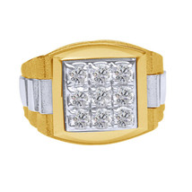 1.10Ct Round Moissanite Wedding Vintage Men&#39;s Ring 14K Two Tone Gold Plated - £181.35 GBP