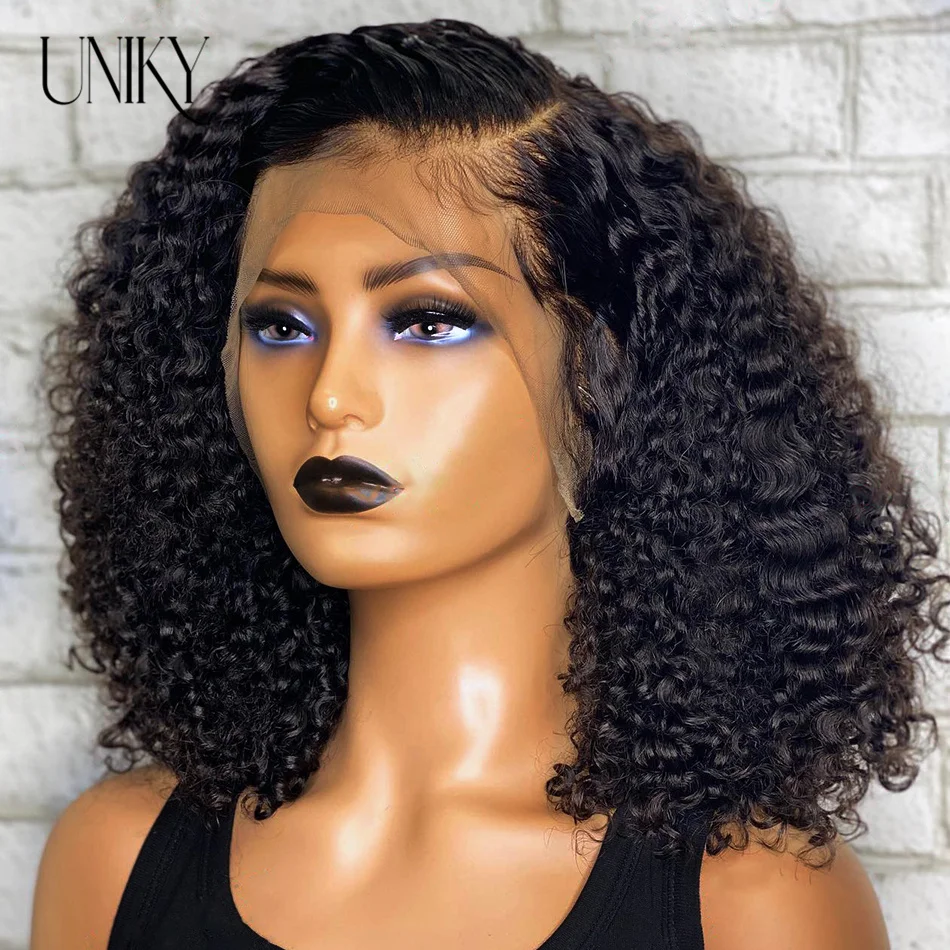 Short Curly Human Hair Bob Wig Water Lace Front Human Hair Wigs ForWom - £46.61 GBP+