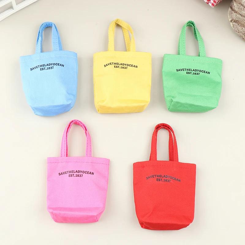 1 Pcs Doll Letter Print Canvas Bags Mini Casual Shoulder Bag Handbag Doll Dress - £5.93 GBP