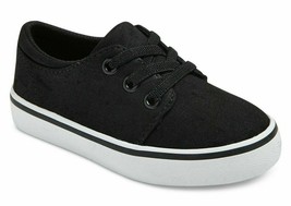 Cat &amp; Jack Boys&#39; Michael/Finn Black Canvas Casual Sneakers Brand New w Tags - £7.98 GBP