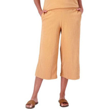 Cuddl Duds Crinkle Jersey Cropped Pants, Side Slits- Glazed Honey, Small - £18.61 GBP