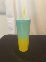 Starbucks Tumbler 2021  Stainless Steel Blue Yellow Ombre, 24 oz, With S... - $19.34