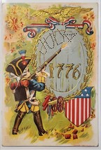 Patriotic 4th of July Colonial Soldier Canon Stars Bars Shield Gild Postcard I30 - £15.14 GBP