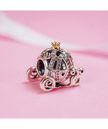 925 Sterling Silver &amp; Gold Cinderella&#39;s Pumpkin Coach Charm Bead  - £14.38 GBP