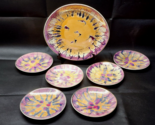 Vintage African Art HANDMADE &amp; HAND PAINTED Colorful Platter &amp; Plate Set... - £38.21 GBP