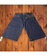 Vtg NWT Sz 38 Koman Denim Blue Jeans Shorts Embellished Pockets Y2K Hip Hop - $788.23 MXN