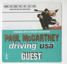 2002 Paul McCartney Driving USA Guest Backstage Pass - $19.79