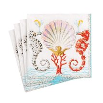 Caspari Seahorses and Shell Paper Guest Towel Napkins - Four Packs of 15 - $31.35