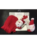 New Carter&#39;s 2 Pack Santa Rattle Socks Red Mitten Set Size 0-3 Months Ho... - £8.34 GBP