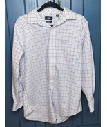 Berkley Jensen White Red Blue Checkered Button Down  Shirt M 15 -15 1/2 ... - £6.22 GBP