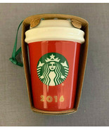 STARBUCKS 2016 RED HOLIDAY TO GO CUP ORNAMENT CERAMIC - £13.21 GBP