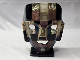 Vintage Mayan Aztec Death Burial Mask Semi Precious Stone Turquoise Pear... - $50.58