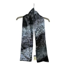 Art Of The Scarf for Tie Rack Black Gray Embroidered Viscose 54&quot; x 6&quot; New - £11.44 GBP