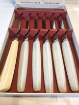 Vtg. Regent Sheffield England 5pc Steak Knife Set Forever Sharp Bakelite White - $11.88