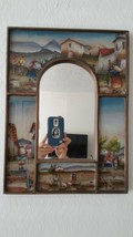 Handcrafted Mirror with Scenes of Andean Traditional People - Native Cra... - £39.11 GBP