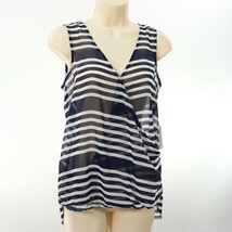 Charming Charlie Womens Sheer Bubble Tank Top S Small Stripe Navy Blue W... - $17.83