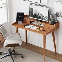 Mid Century Modern Desk, 43&quot; Wood Home Office Writing Computer Or Laptop Desk Wi - £275.70 GBP