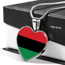 Love Africa Flag Heart Pendant Necklace Stainless Steel or 18k Gold Heart Penda - £30.33 GBP+