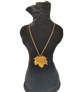 Gold Dipped Real Maple Leaf  Pendant Necklace 24&quot; Chain - £17.77 GBP