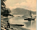Beach Scene Sailboat and Canoe Puget Sound Washington WA 1908 DB Postcar... - $11.83