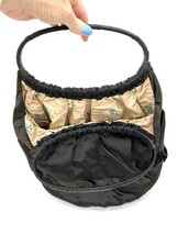 Victorian Black Silk Knitting Bag/Purse GREAT Silk Chintz Floral Lining - $39.20