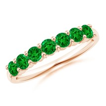 ANGARA Lab-Grown Half Eternity Seven Stone Emerald Wedding Ring in 14K Gold - £686.92 GBP