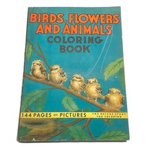 Birds Flowers and Animals Coloring Book Vtg Oskar Lebeck Drawings Whitman 1936 - £13.50 GBP