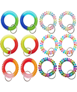 12 Pcs Wrist Coil Wrist Keychain, Colorful Stretch Wristband Key Chain f... - £9.27 GBP