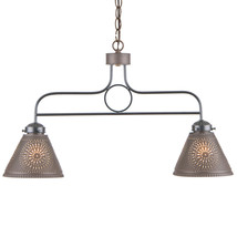 Wrought Iron Bar Light Punched Tin Shades Rustic Country Island Kitchen - £168.52 GBP