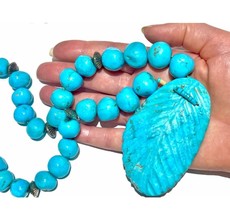 Rare Huge Vintage Navajo Original Condition! Natural Gem Blue Turquoise Necklace - £9,288.83 GBP